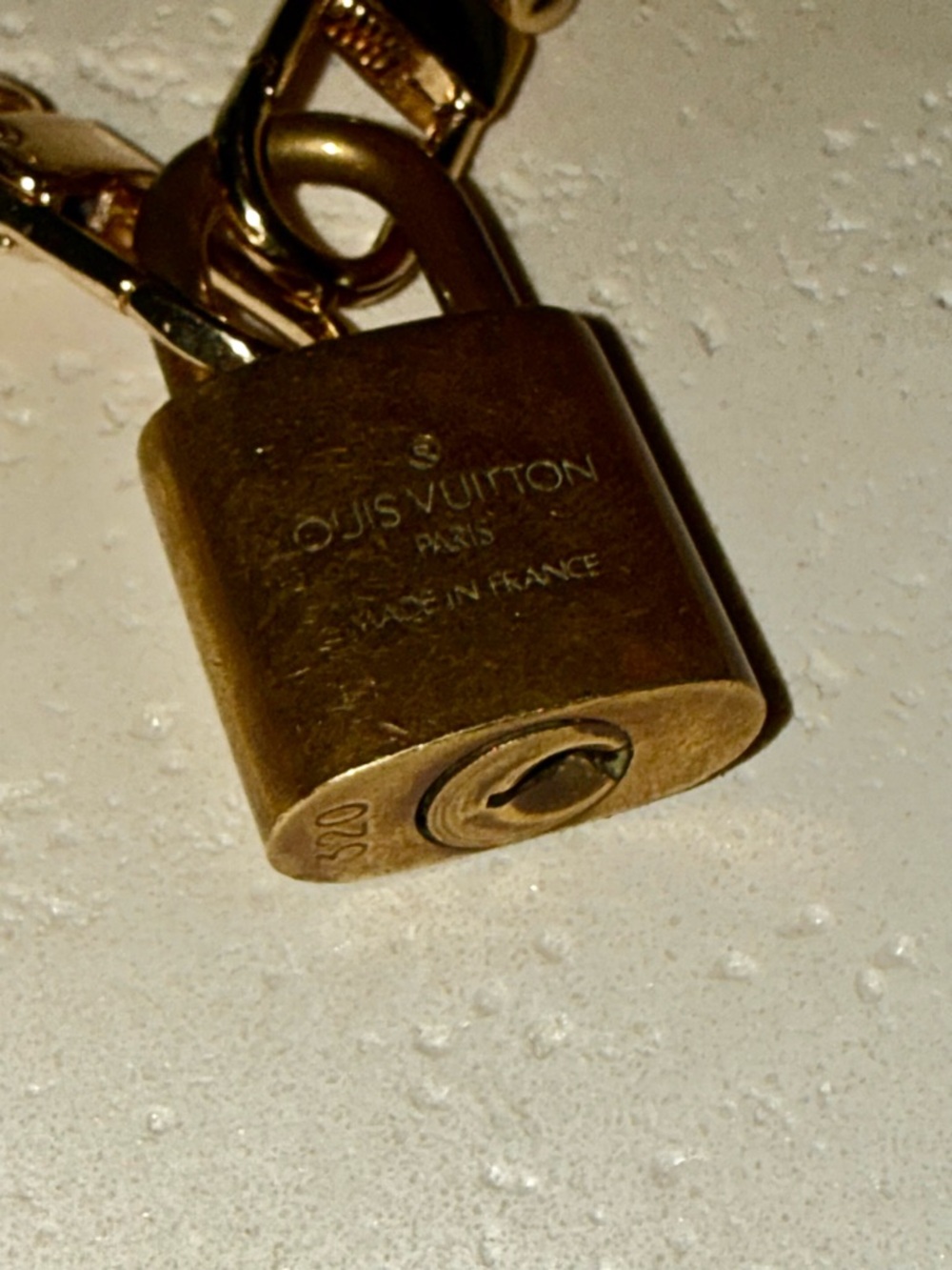 Authentic Louis Vuitton Gold Padlock Necklace (#320) with Non Branded Chain 16” - Picture 8 of 16